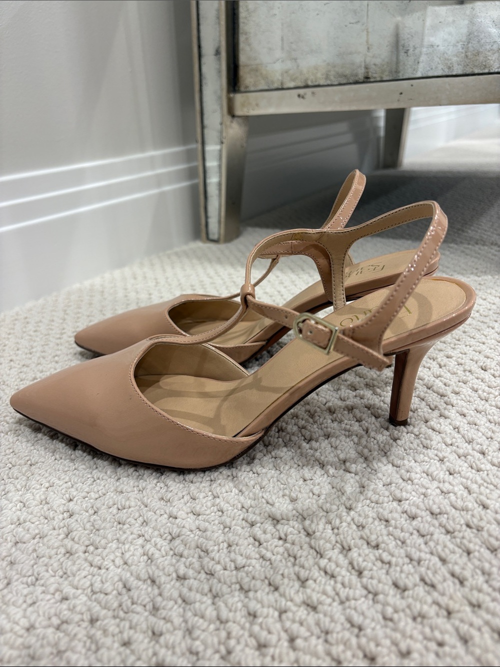Franco Sarto Pale Pink Patent Slingback Heels size 9.5